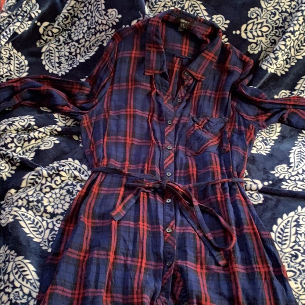 Forever 21 long flannel shirt dress
